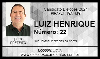 Candidato LUIZ HENRIQUE 2024 - PIRAPETINGA - Eleições