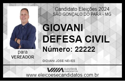 Candidato GIOVANI COPO DE LEITE 2024 - SÃO GONÇALO DO PARÁ - Eleições