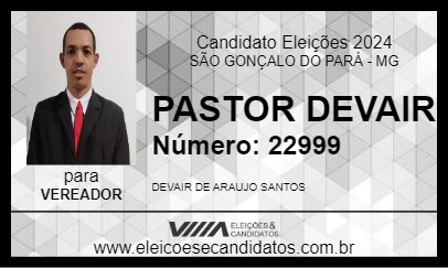 Candidato PASTOR DEVAIR 2024 - SÃO GONÇALO DO PARÁ - Eleições