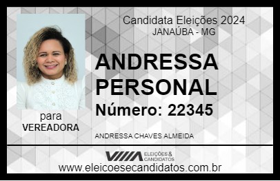 Candidato ANDRESSA PERSONAL 2024 - JANAÚBA - Eleições