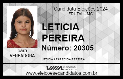 Candidato LETICIA PEREIRA 2024 - FRUTAL - Eleições