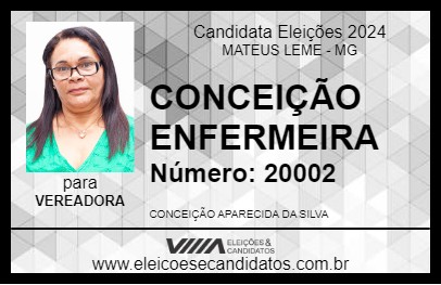 Candidato CONCEIÇÃO ENFERMEIRA 2024 - MATEUS LEME - Eleições