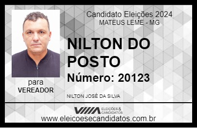 Candidato NILTON DO POSTO 2024 - MATEUS LEME - Eleições