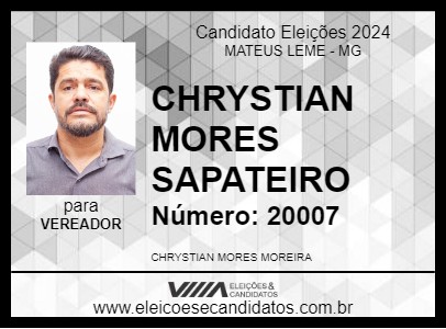 Candidato CHRYSTIAN MORES SAPATEIRO 2024 - MATEUS LEME - Eleições