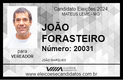 Candidato JOÃO FORASTEIRO 2024 - MATEUS LEME - Eleições