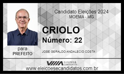 Candidato CRIOLO 2024 - MOEMA - Eleições