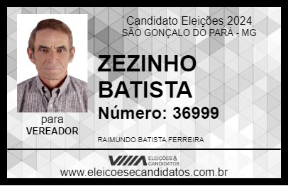 Candidato ZEZINHO BATISTA 2024 - SÃO GONÇALO DO PARÁ - Eleições