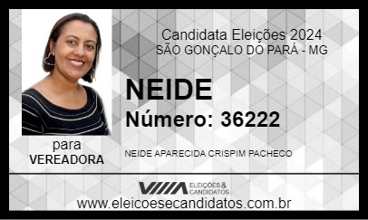 Candidato NEIDE 2024 - SÃO GONÇALO DO PARÁ - Eleições