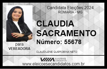 Candidato CLAUDIA SACRAMENTO 2024 - ROMARIA - Eleições