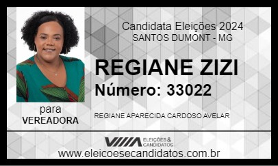 Candidato REGIANE ZIZI 2024 - SANTOS DUMONT - Eleições