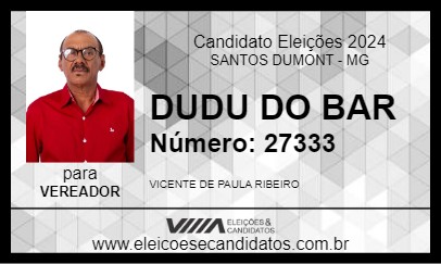 Candidato DUDU DO BAR 2024 - SANTOS DUMONT - Eleições