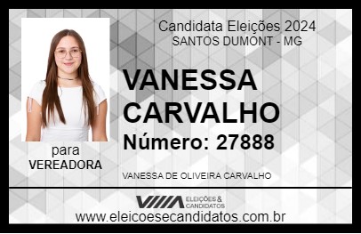 Candidato VANESSA CARVALHO 2024 - SANTOS DUMONT - Eleições