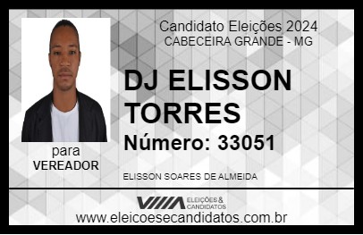 Candidato DJ ELISSON TORRES 2024 - CABECEIRA GRANDE - Eleições