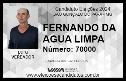 Candidato FERNANDO DA AGUA LIMPA  2024 - SÃO GONÇALO DO PARÁ - Eleições