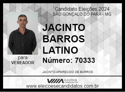 Candidato JACINTO BARROS LATINO 2024 - SÃO GONÇALO DO PARÁ - Eleições