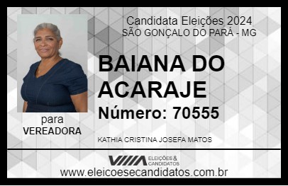 Candidato BAIANA DO ACARAJE 2024 - SÃO GONÇALO DO PARÁ - Eleições