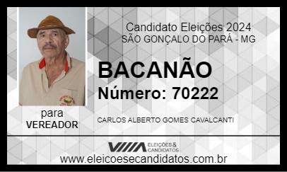 Candidato BACANÃO 2024 - SÃO GONÇALO DO PARÁ - Eleições