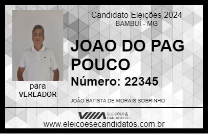 Candidato JOAO DO PAG POUCO 2024 - BAMBUÍ - Eleições