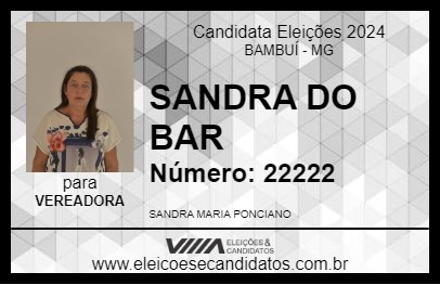 Candidato SANDRA DO BAR 2024 - BAMBUÍ - Eleições