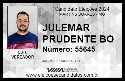 Candidato JULEMAR PRUDENTE BO 2024 - MARTINS SOARES - Eleições