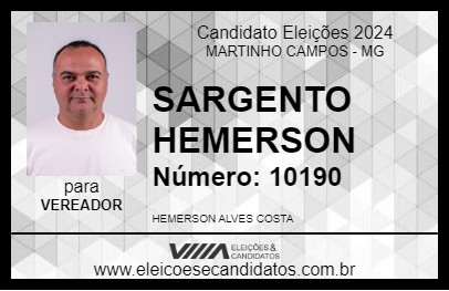 Candidato SARGENTO HEMERSON 2024 - MARTINHO CAMPOS - Eleições