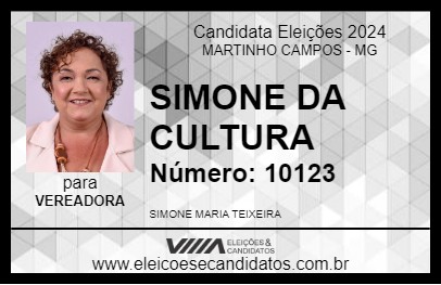 Candidato SIMONE DA CULTURA 2024 - MARTINHO CAMPOS - Eleições