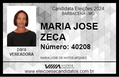 Candidato MARIA JOSE ZECA 2024 - BARBACENA - Eleições