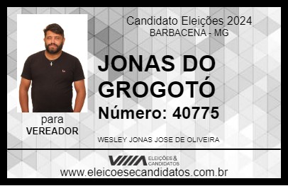 Candidato JONAS DO GROGOTÓ 2024 - BARBACENA - Eleições