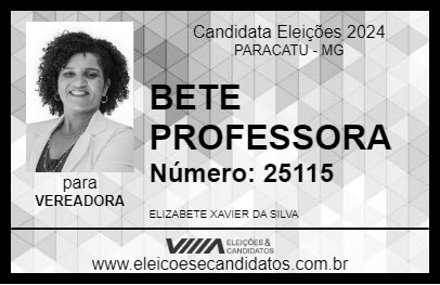 Candidato BETE PROFESSORA 2024 - PARACATU - Eleições