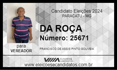 Candidato DA ROÇA 2024 - PARACATU - Eleições