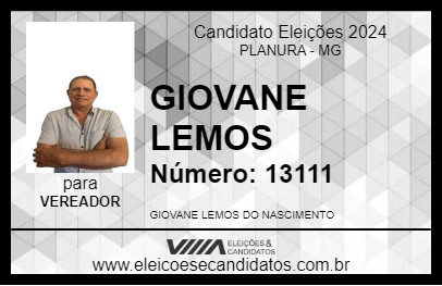 Candidato GIOVANE LEMOS 2024 - PLANURA - Eleições