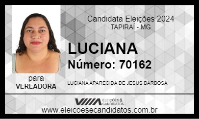 Candidato LUCIANA 2024 - TAPIRAÍ - Eleições