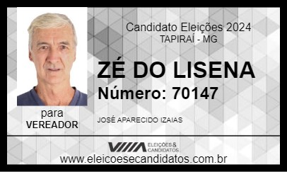 Candidato ZÉ DO LISENA 2024 - TAPIRAÍ - Eleições