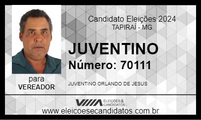 Candidato JUVENTINO 2024 - TAPIRAÍ - Eleições