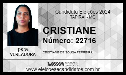 Candidato CRISTIANE 2024 - TAPIRAÍ - Eleições