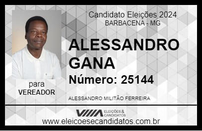 Candidato ALESSANDRO GANA 2024 - BARBACENA - Eleições