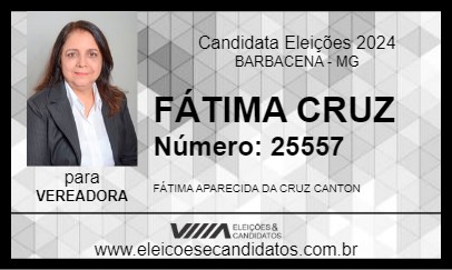 Candidato FÁTIMA CRUZ 2024 - BARBACENA - Eleições