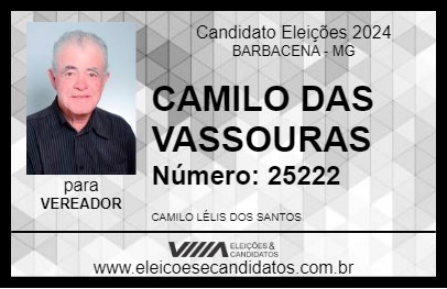 Candidato CAMILO DAS VASSOURAS 2024 - BARBACENA - Eleições