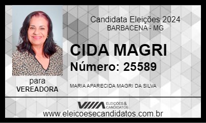 Candidato CIDA MAGRI 2024 - BARBACENA - Eleições