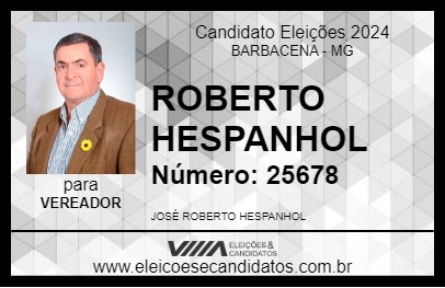 Candidato ROBERTO HESPANHOL 2024 - BARBACENA - Eleições