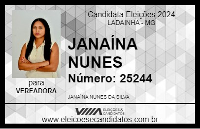 Candidato JANAÍNA NUNES 2024 - LADAINHA - Eleições