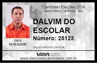 Candidato DALVIM DO ESCOLAR 2024 - MARTINHO CAMPOS - Eleições