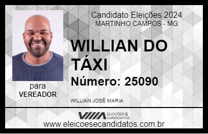 Candidato WILLIAN DO TÁXI 2024 - MARTINHO CAMPOS - Eleições