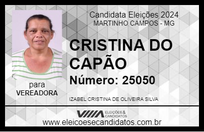 Candidato CRISTINA DO CAPÃO 2024 - MARTINHO CAMPOS - Eleições