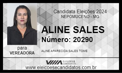 Candidato ALINE SALES 2024 - NEPOMUCENO - Eleições