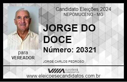 Candidato JORGE DO DOCE 2024 - NEPOMUCENO - Eleições