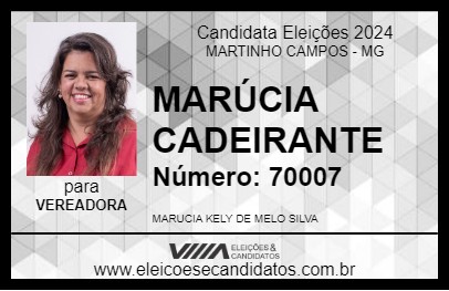 Candidato MARÚCIA CADEIRANTE 2024 - MARTINHO CAMPOS - Eleições