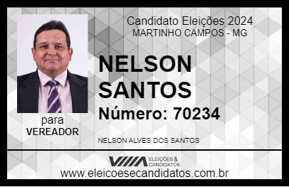 Candidato NELSON SANTOS 2024 - MARTINHO CAMPOS - Eleições