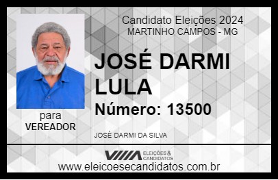 Candidato JOSÉ DARMI LULA 2024 - MARTINHO CAMPOS - Eleições