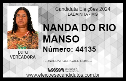 Candidato NANDA DO RIO MANSO 2024 - LADAINHA - Eleições